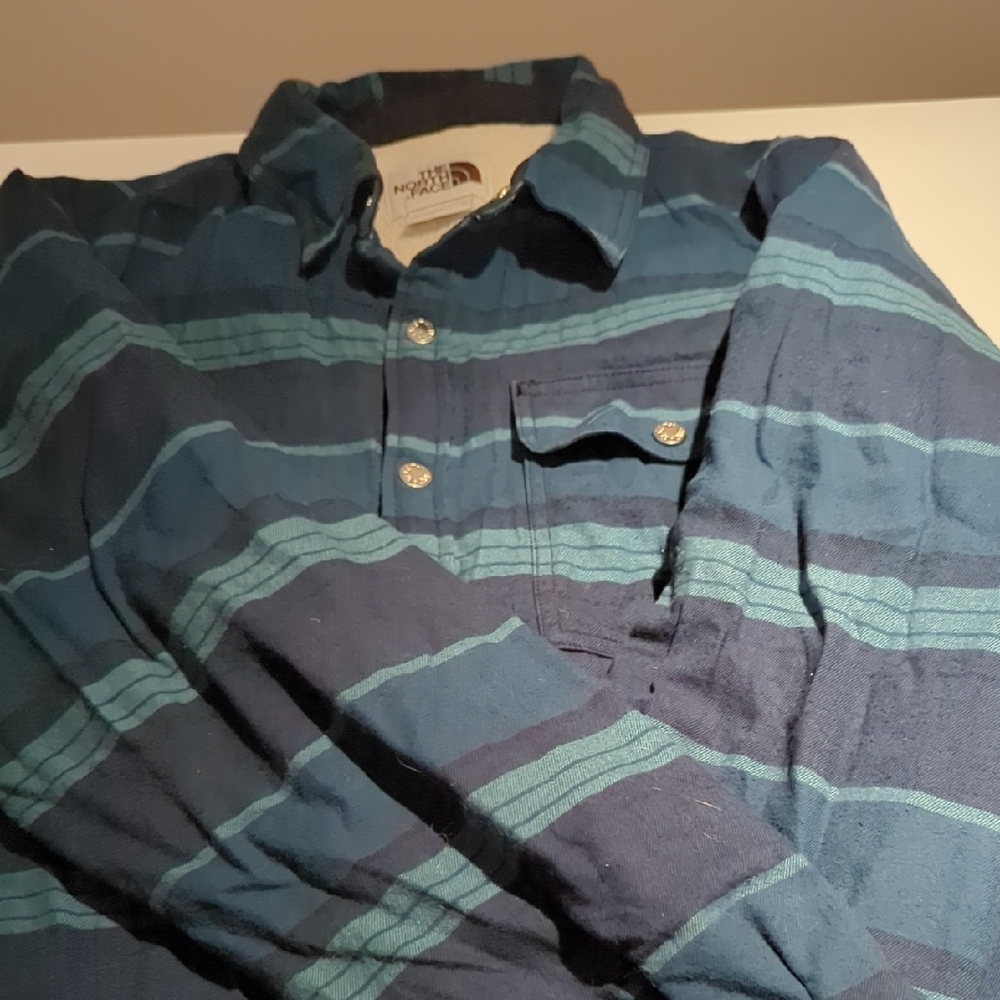 The North Face Blue and Green Casual Button Down Shirt
